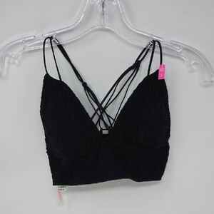 PINK Victoria's Secret Black Strappy Bra Size S